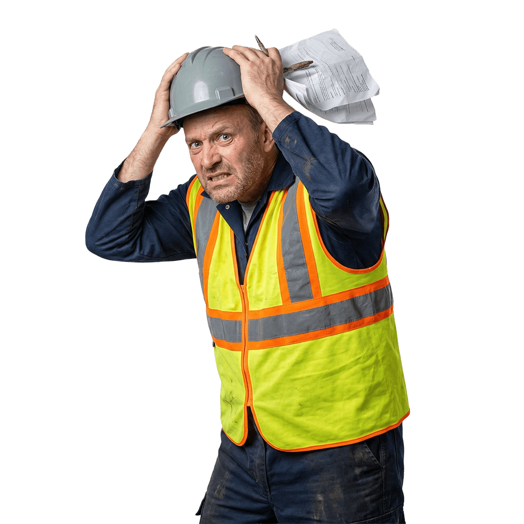 Frustrated engineer dealing with unreliable compressed air